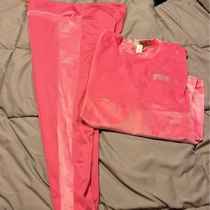 Vs pink velvet shirt n leggings xxl an large nwt